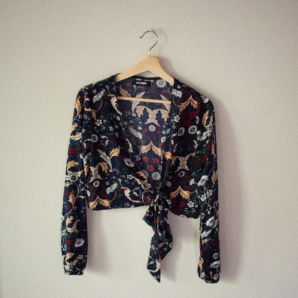 Floral Wrap Top - Picture 1 of 3